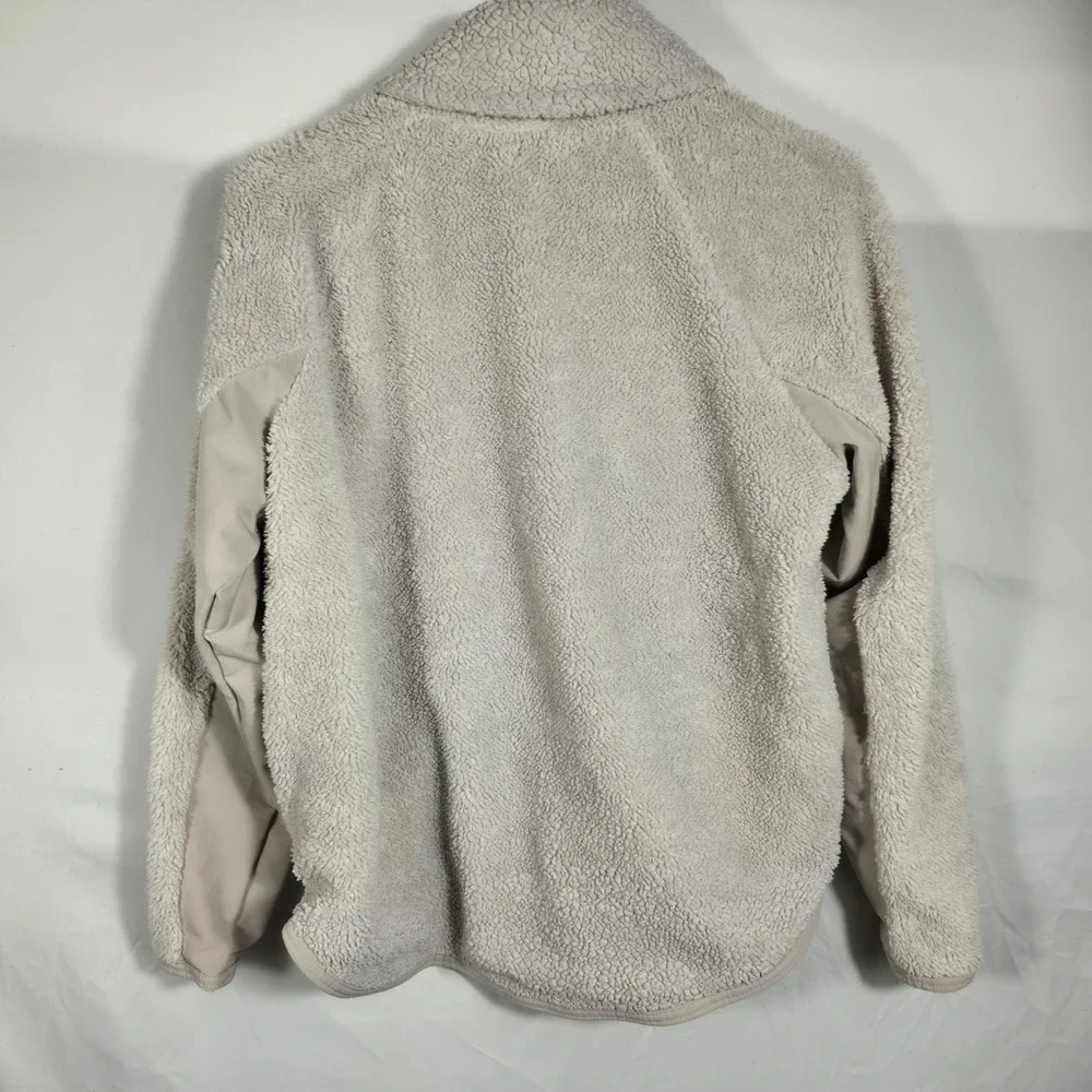 Nike Sherpa Fleece Hoodie Womens M Taupe Excellent CJ5758-008 Pullover Pocket